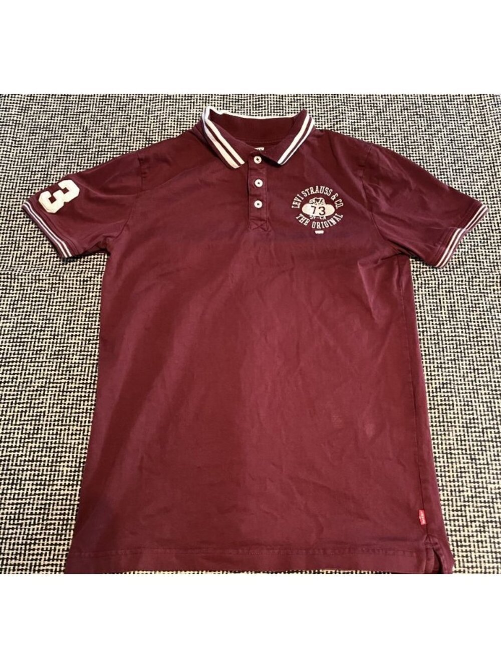 Levis Youth Polo Shirt Size 16 Burgundy Short Sleeve Logo Casual Boys 1071